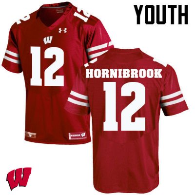 Youth Wisconsin Badgers NCAA #12 Alex Hornibrook Red Authentic Under Armour Stitched College Football Jersey IW31V45NX